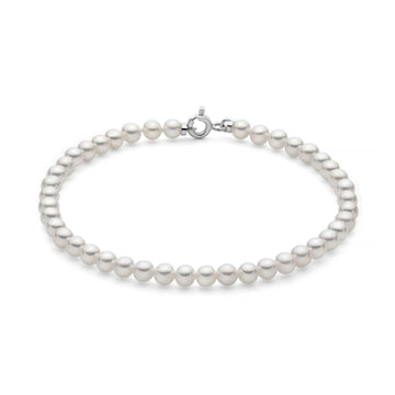 Bracciale di perle Miluna oro bianco perle da 4-4,5 mm 17 cm