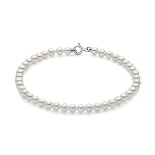 Bracciale di perle Miluna oro bianco perle da 4-4,5 mm 17 cm
