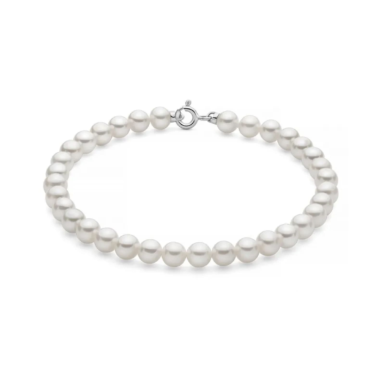 Bracciale di perle Miluna oro bianco perle da 5-5,5 mm