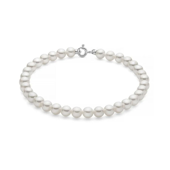 Bracciale di perle Miluna oro bianco perle da 5-5,5 mm 17 cm