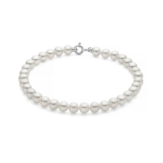 Bracciale di perle Miluna oro bianco perle da 5-5,5 mm 17 cm