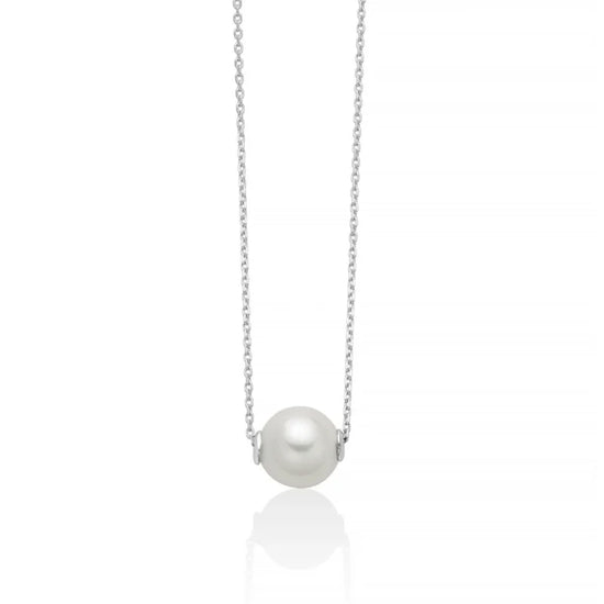 Collana catena Miluna in oro bianco perla 6,5-7 mm passante MISURA UNICA