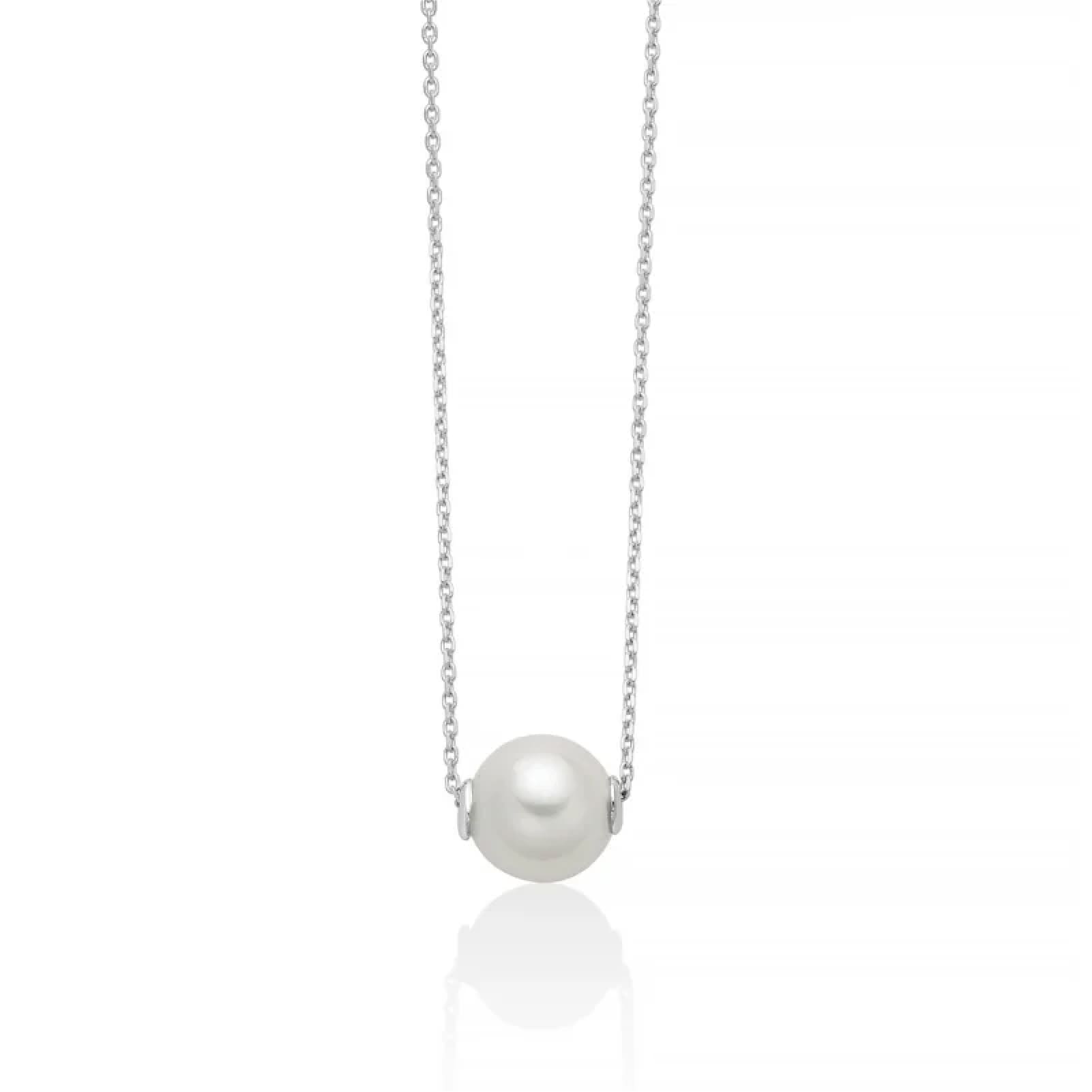 Collana catena Miluna in oro bianco perla 6,5-7 mm passante MISURA UNICA