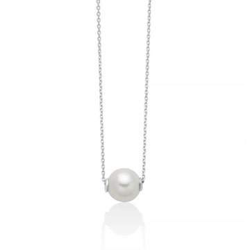 Collana catena Miluna in oro bianco perla 6,5-7 mm passante MISURA UNICA