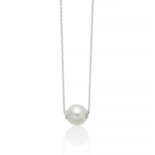 Collana catena Miluna in oro bianco perla 6,5-7 mm passante MISURA UNICA