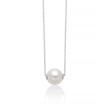 Collana catena Miluna in oro bianco perla 7,5-8 mm passante MISURA UNICA