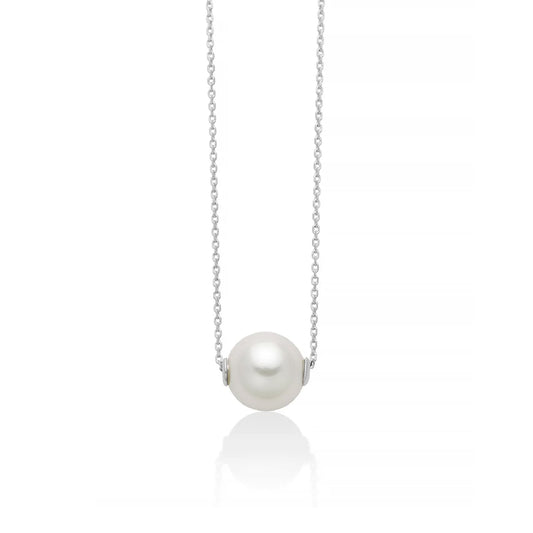 Collana catena Miluna in oro bianco perla 7,5-8 mm passante MISURA UNICA
