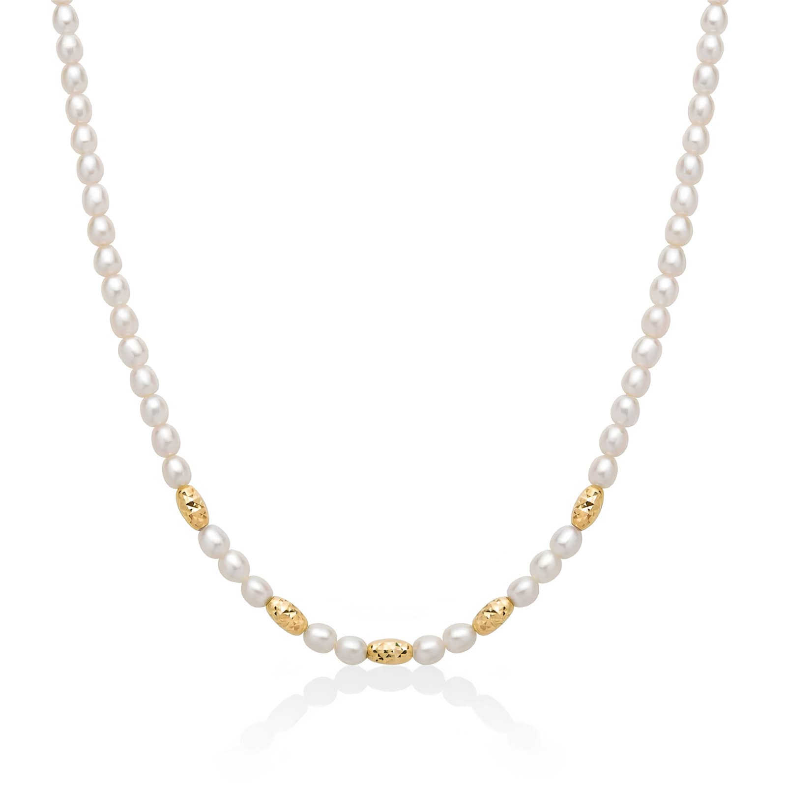 Collana girocollo Miluna in argento dorato perle diamantate