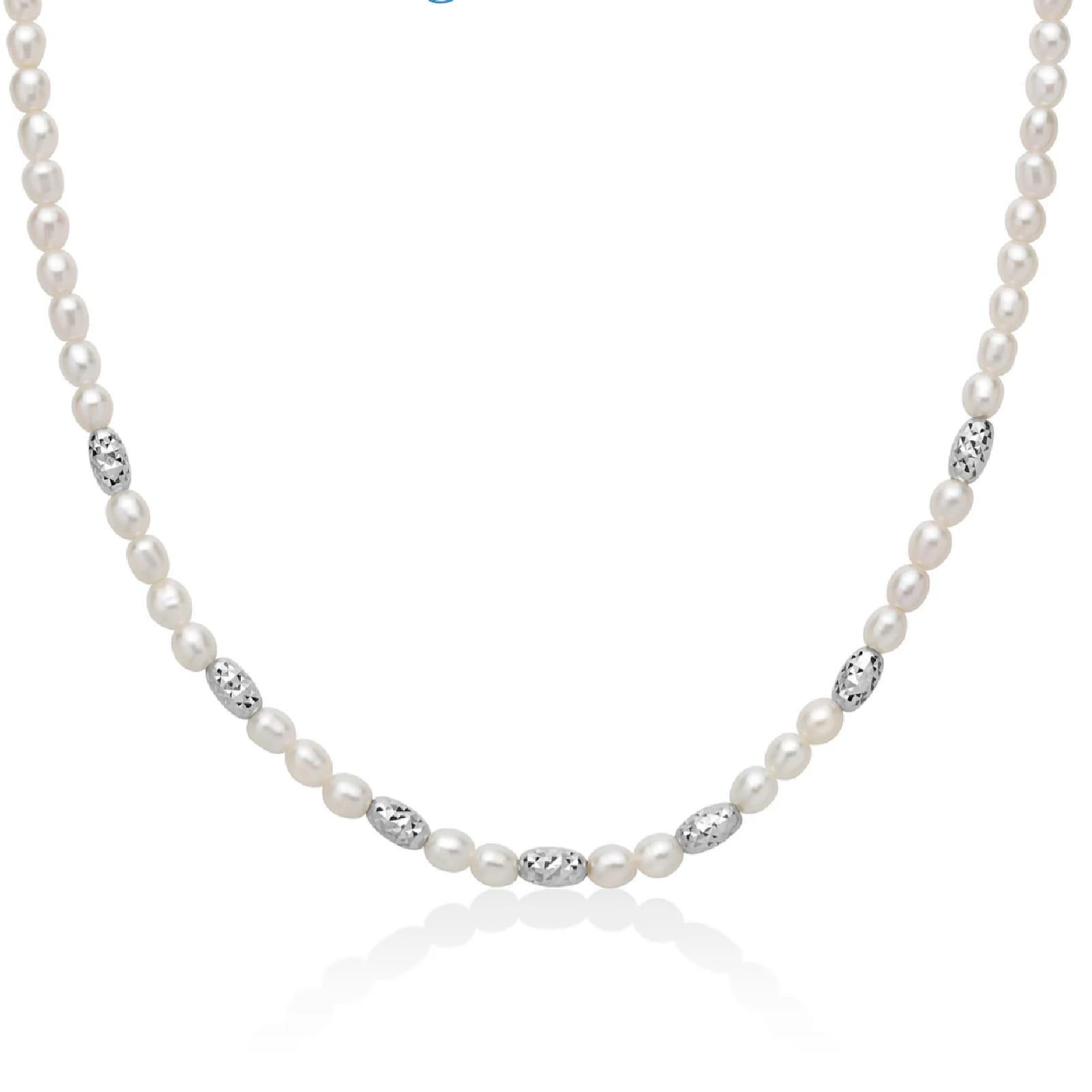 Collana girocollo Miluna in argento perle 7 sfere diamantate MISURA UNICA