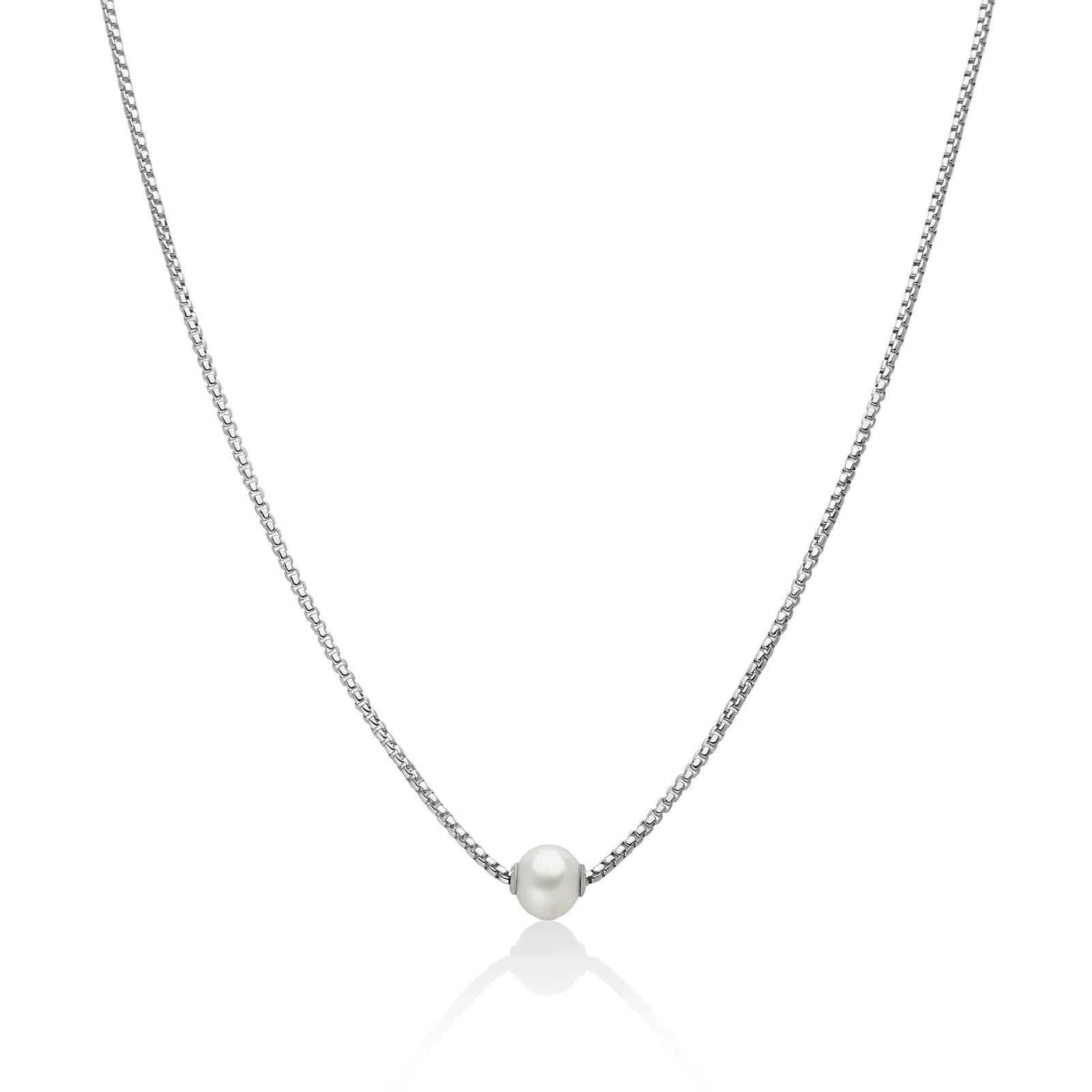 Collana Miluna Miss Italia in argento con perla 7,5/8 mm MISURA UNICA