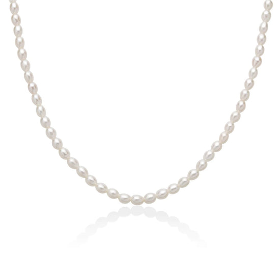 Collana catena Miluna in argento con perle 4-4,5 mm donna MISURA UNICA