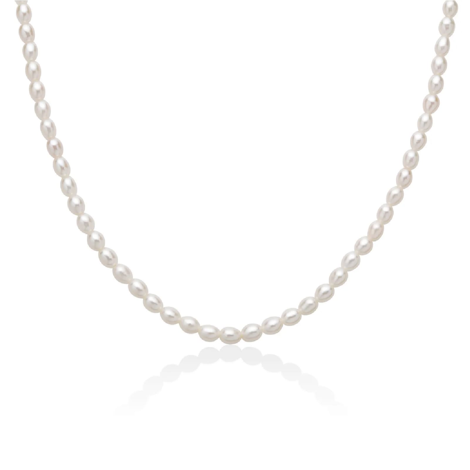 Collana catena Miluna in argento con perle 4-4,5 mm donna MISURA UNICA