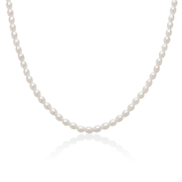 Collana catena Miluna in argento con perle 4-4,5 mm donna MISURA UNICA