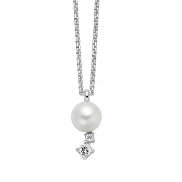 Collana catena Miluna in argento con perla e topazi 0,13 ct MISURA UNICA