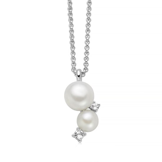 Collana catena Miluna in argento con perle e topazi 0,17 ct MISURA UNICA