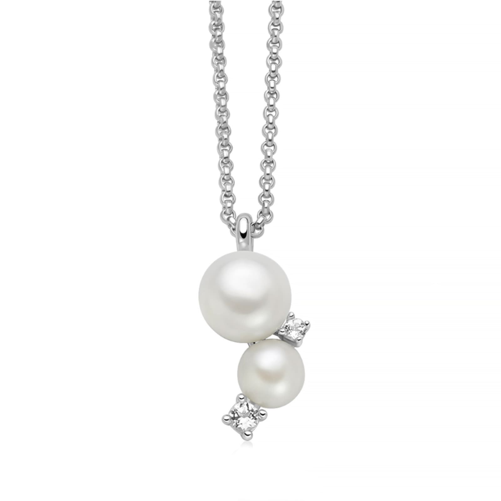 Collana catena Miluna in argento con perle e topazi 0,17 ct MISURA UNICA