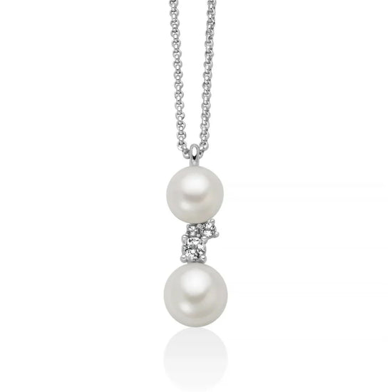 Collana catena Miluna in argento con perle e topazi 0,19 ct MISURA UNICA