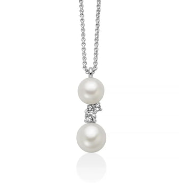 Collana catena Miluna in argento con perle e topazi 0,19 ct MISURA UNICA
