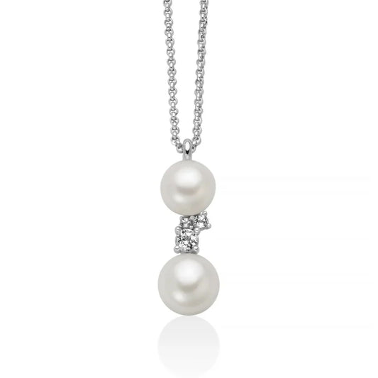 Collana catena Miluna in argento con perle e topazi 0,19 ct MISURA UNICA