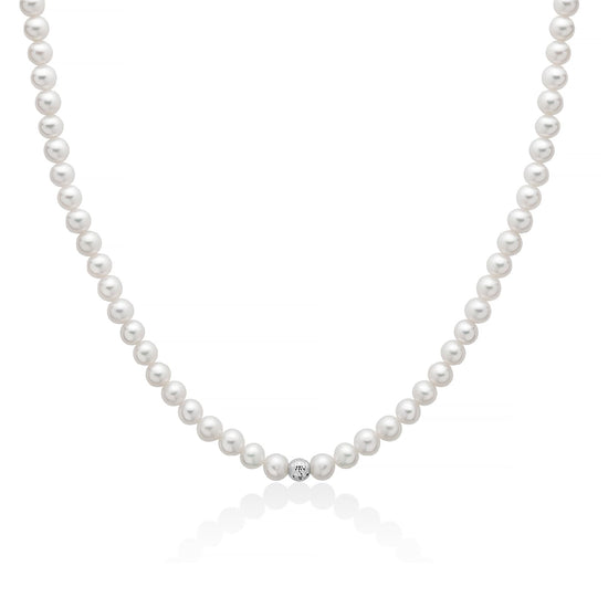 Collana girocollo Miluna oro bianco perle sfera diamantata MISURA UNICA