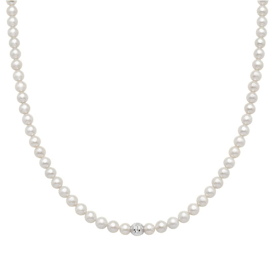 Collana girocollo Miluna in oro bianco e perle vere MISURA UNICA