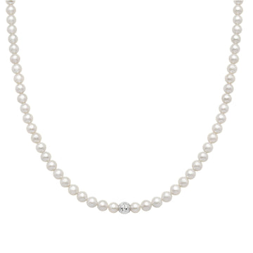 Collana girocollo Miluna in oro bianco e perle vere MISURA UNICA