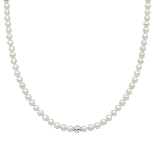 Collana girocollo Miluna in oro bianco e perle vere MISURA UNICA