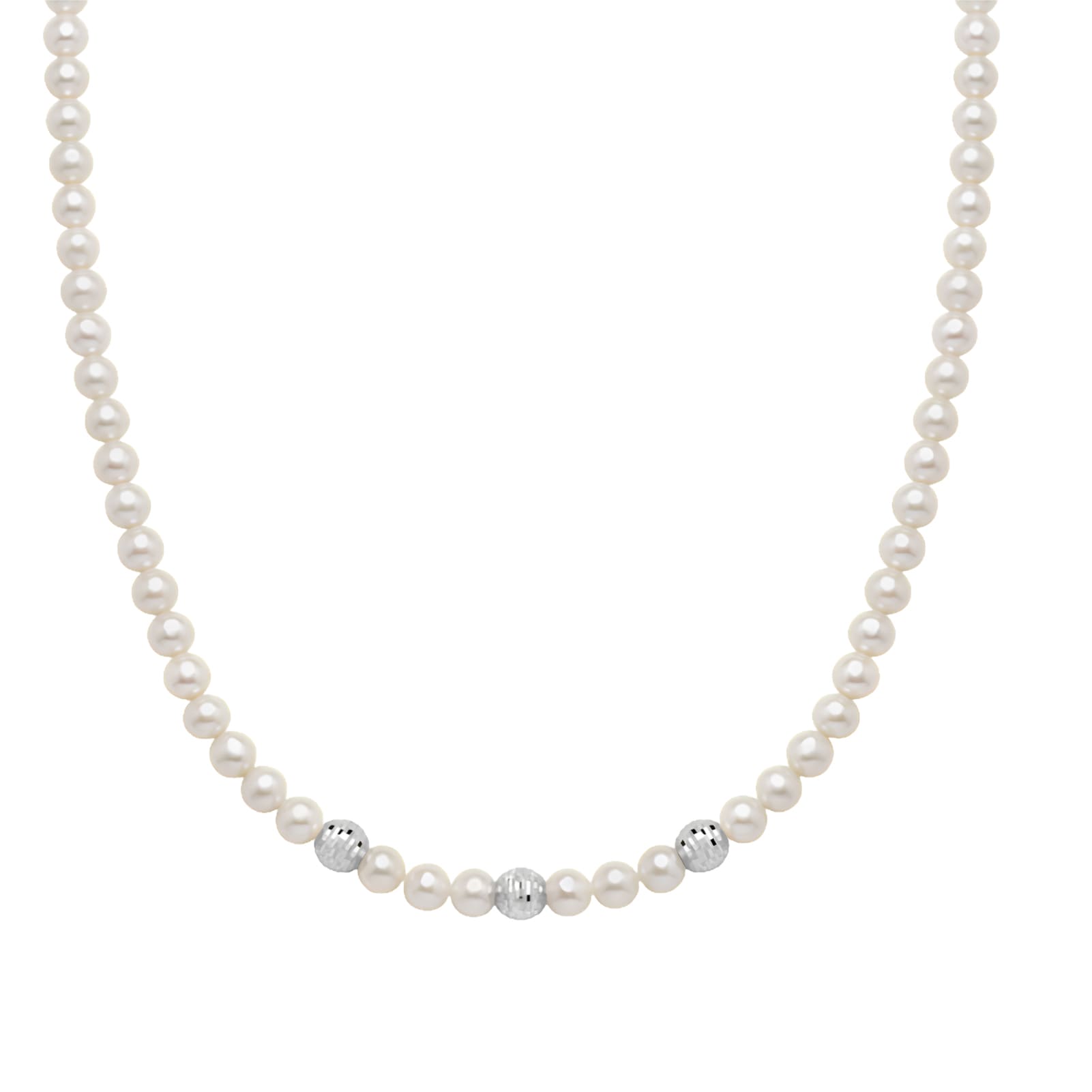 Collana girocollo Miluna oro bianco perle sfere diamantate