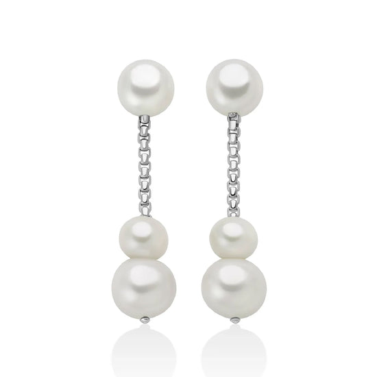 Orecchini pendenti Miluna Miss Italia in argento tre perle MISURA UNICA