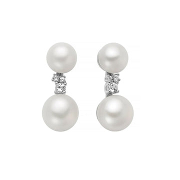 Orecchini lobo Miluna in argento con perle e topazi 0,12 ct MISURA UNICA