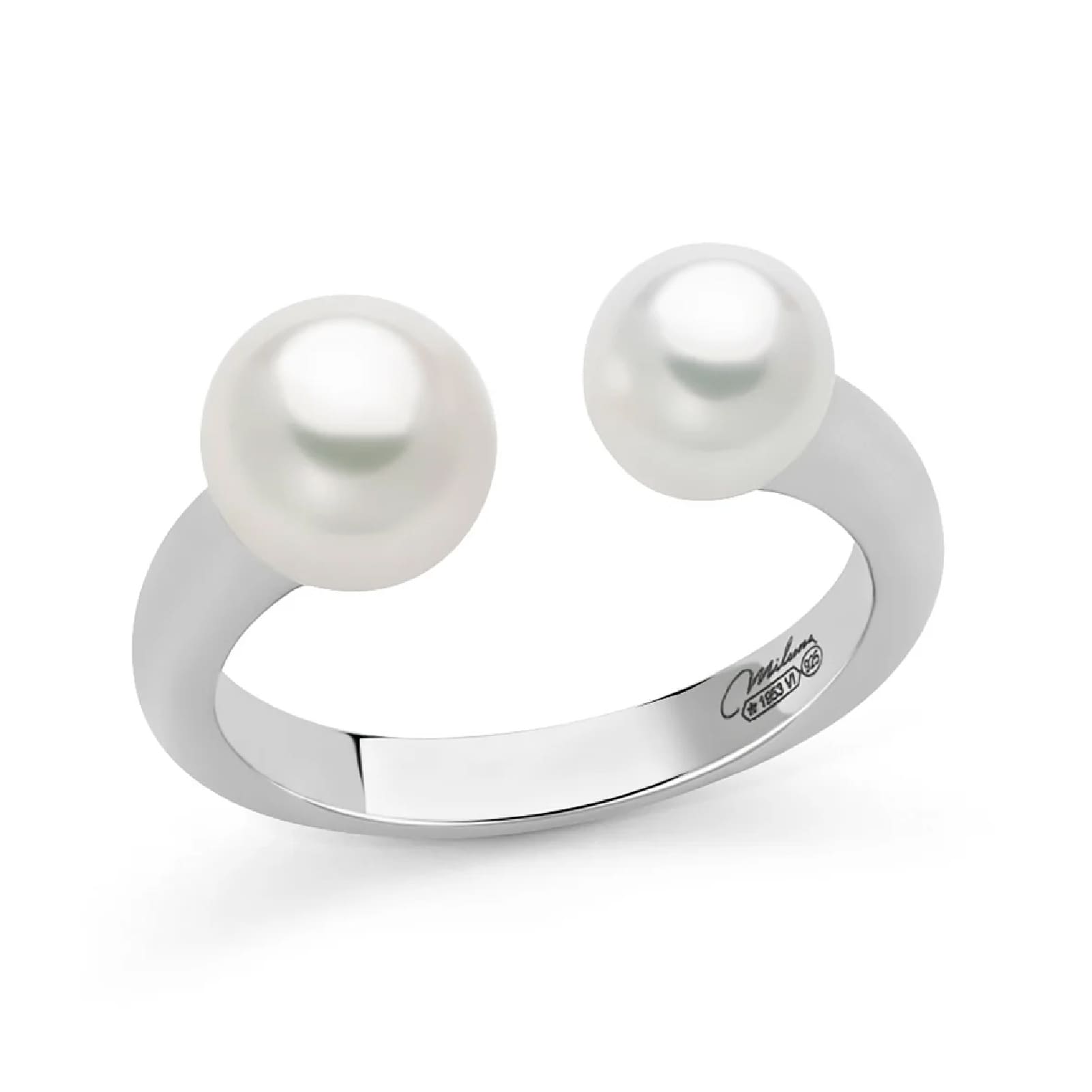 Anello Miluna Miss Italia in argento con due perle 14