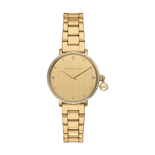 Orologio solo tempo Michael Kors Pyper Mini acciaio oro e pavé MISURA UNICA