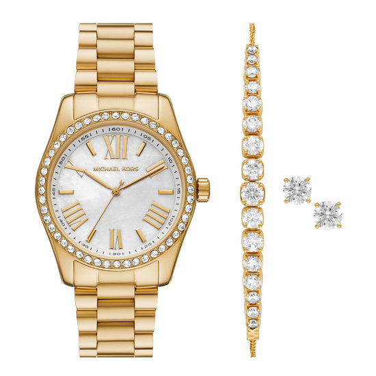 Cofanetto orologio orecchini bracciale Michael Kors donna acciaio cristalli MK1079SET-1