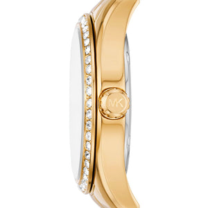 Cofanetto con orologio, orecchini e bracciale Michael Kors Lexington da donna in acciaio oro con cristalli MK1079SET