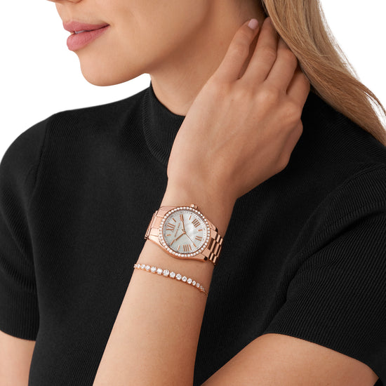 Cofanetto orologio orecchini bracciale Michael Kors donna acciaio rosé cristalli MK1088SET-4