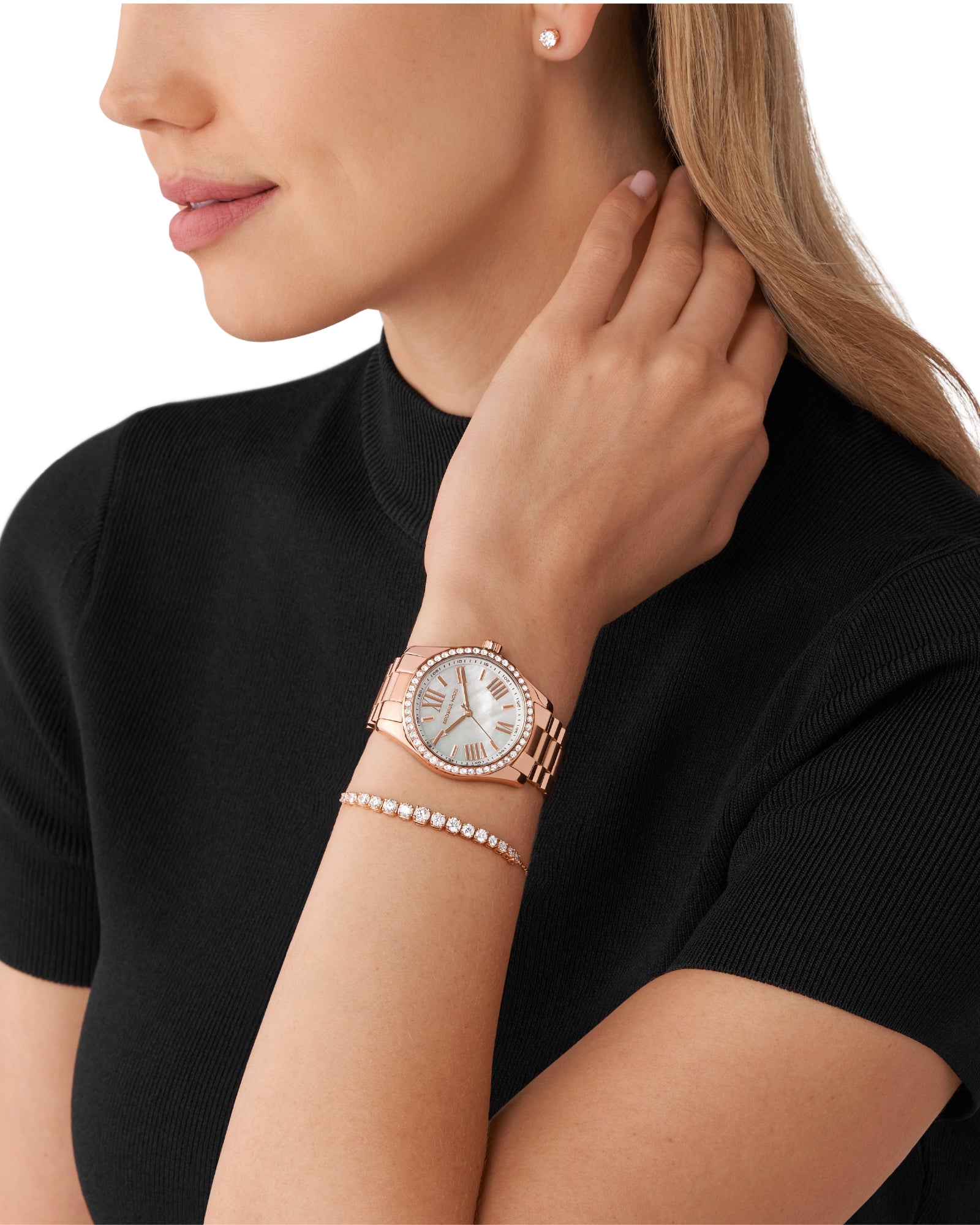 Cofanetto orologio orecchini bracciale Michael Kors donna acciaio rosé cristalli MK1088SET-4