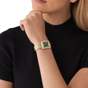 Orologio solo tempo Michael Kors Emery da donna in acciaio color oro e quadrante verde con cristalli MK4742