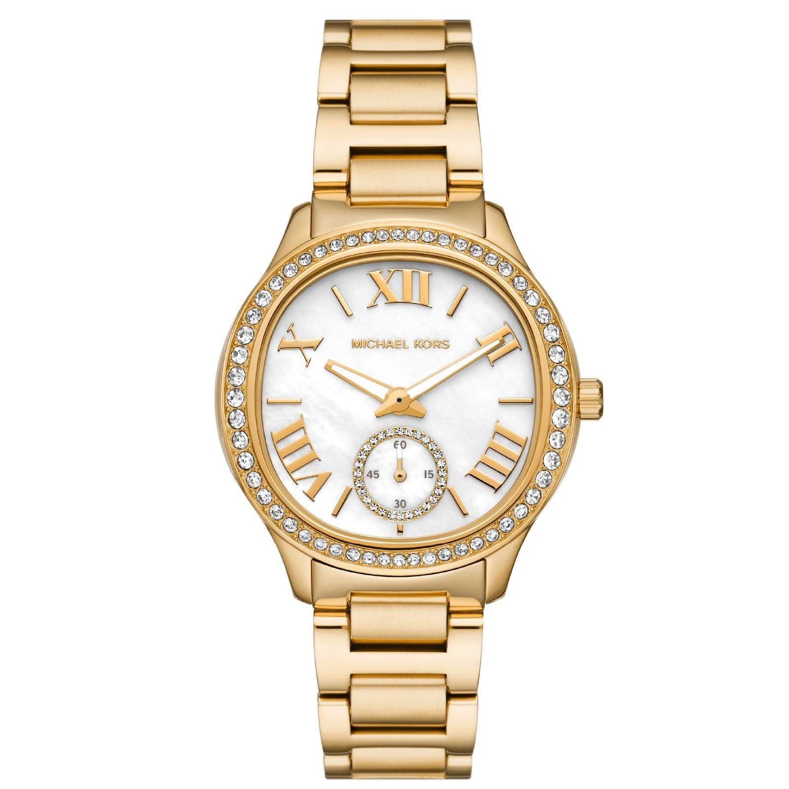 Orologio donna Michael Kors Sage acciaio dorato con cristalli e madreperla 38mm MK4805-1