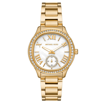 Orologio donna Michael Kors Sage acciaio dorato con cristalli e madreperla 38mm MK4805-1