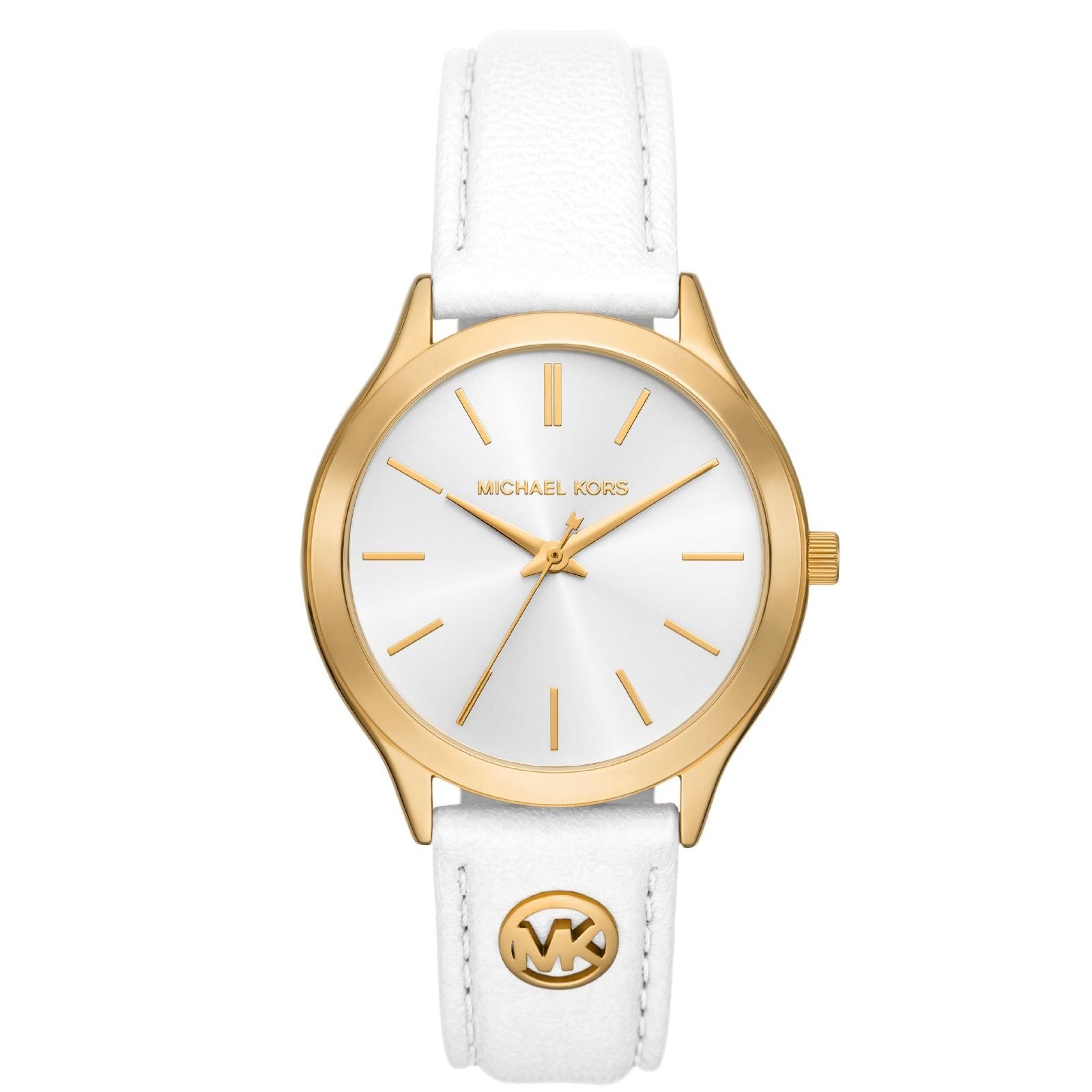 Orologio donna Michael Kors Slim Runway in acciaio rosé e pelle bianca 38mm MK7466-1