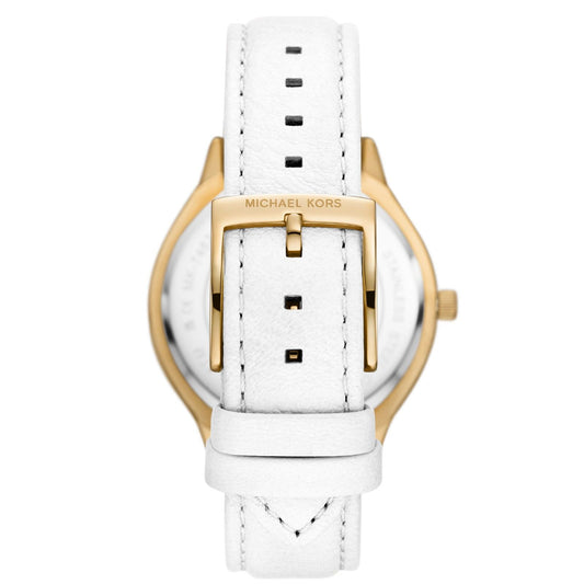Orologio donna Michael Kors Slim Runway in acciaio rosé e pelle bianca 38mm MK7466-2
