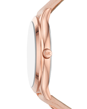 Orologio solo tempo donna Michael Kors Slim Runway con cassa 38mm in acciaio rosé e cinturino in pelle rosa MK7467