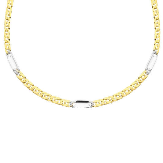 Collana unisex JOY Gioielli in oro bianco e giallo con maglie allungate MMG070GB50-1
