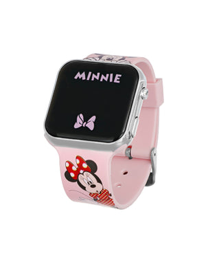 Orologio digitale da bambina Disney Minnie Mouse LED con cassa 35 mm in plastica e cinturino in silicone rosa MN4369