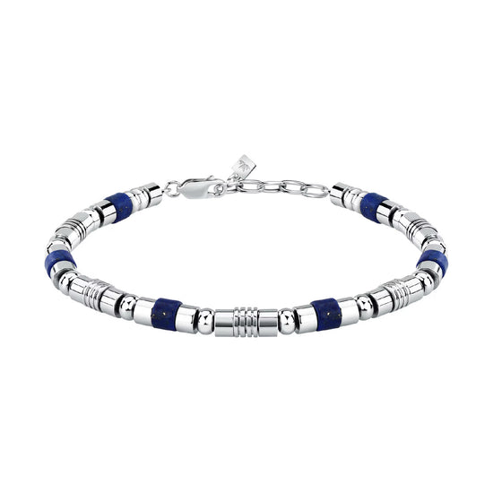 Bracciale uomo Morellato in acciaio con pietre lapislazzuli Regolabile 19-22 cm