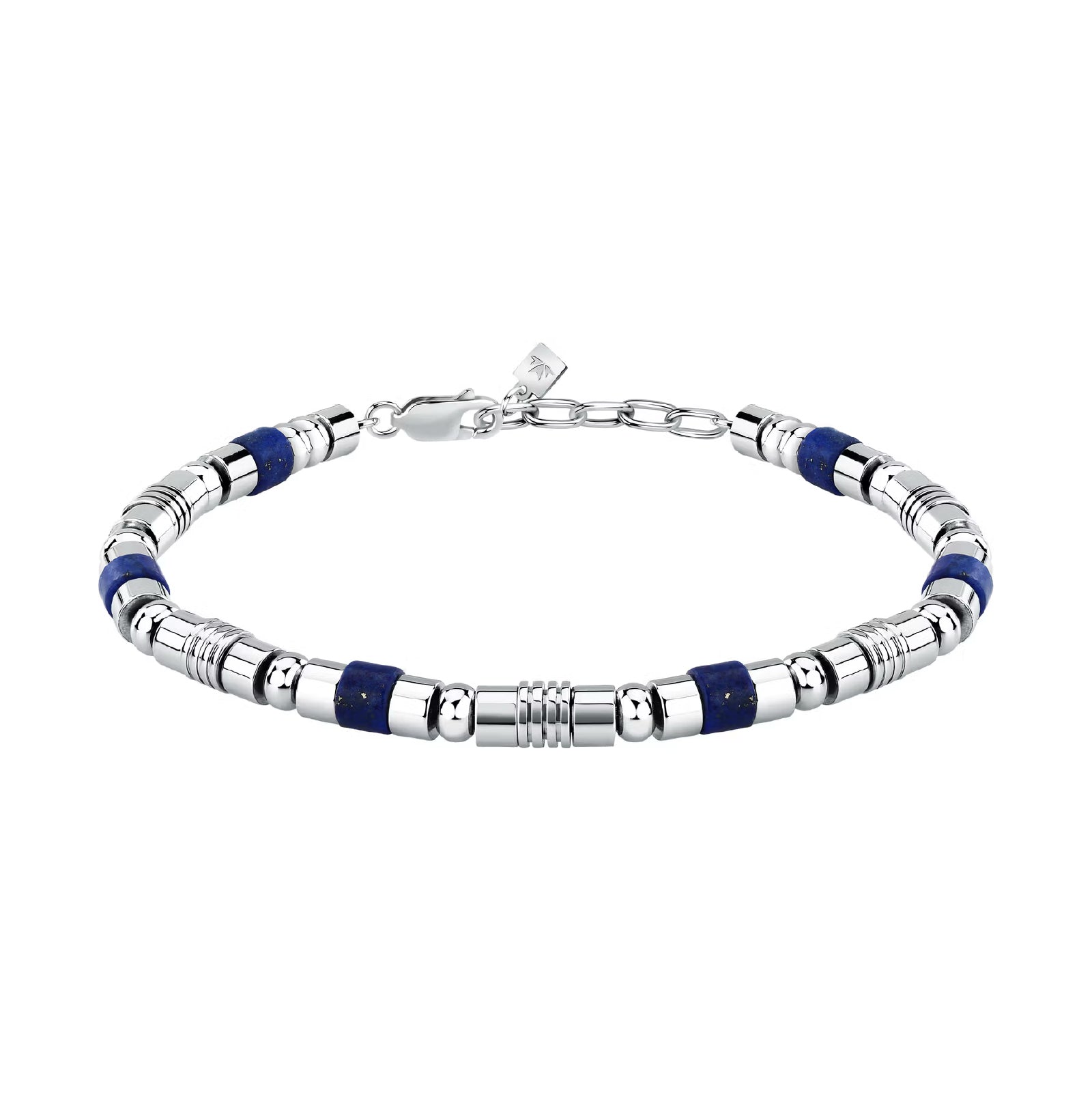 Bracciale uomo Morellato in acciaio con pietre lapislazzuli Regolabile 19-22 cm