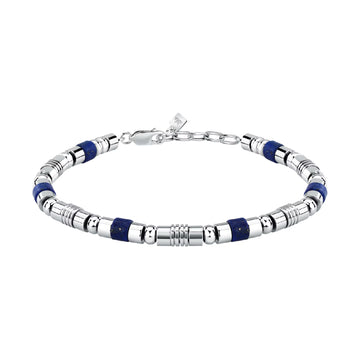 Bracciale uomo Morellato in acciaio con pietre lapislazzuli Regolabile 19-22 cm