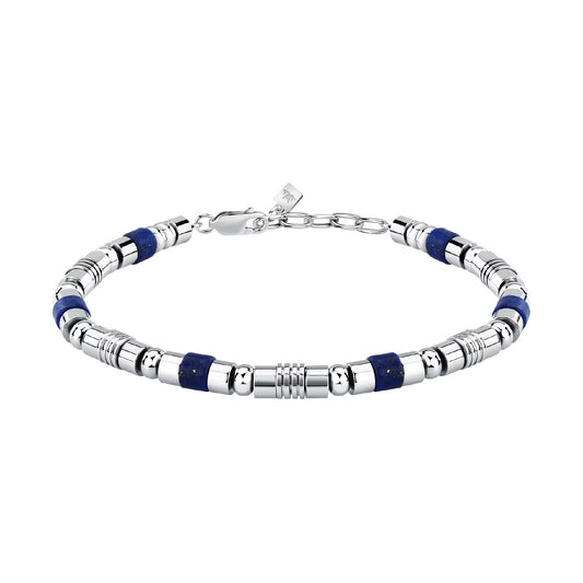 Bracciale uomo Morellato in acciaio con pietre lapislazzuli Regolabile 19-22 cm