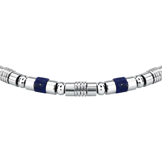 Bracciale uomo Morellato in acciaio con pietre lapislazzuli Regolabile 19-22 cm