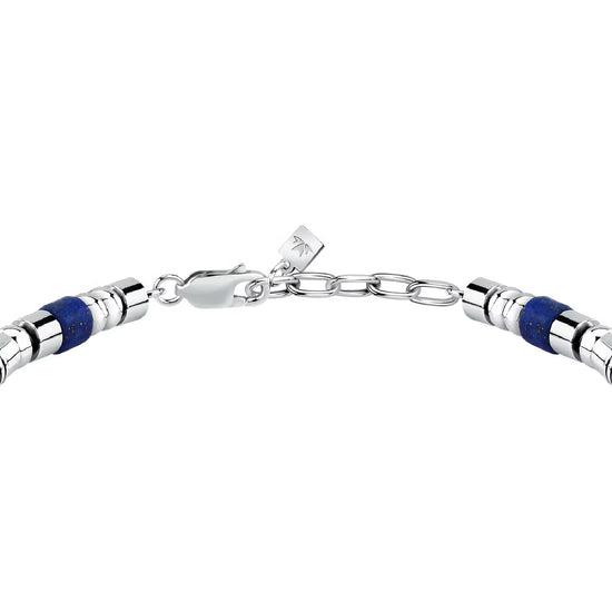 Bracciale uomo Morellato in acciaio con pietre lapislazzuli Regolabile 19-22 cm